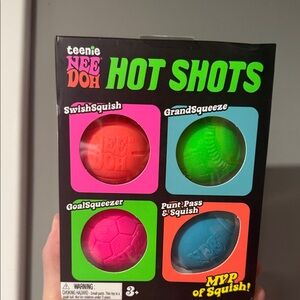 Teenie NeeDoh Hot Shots 4-Pack Squishy Balls - Pink, Green, Red, Blue